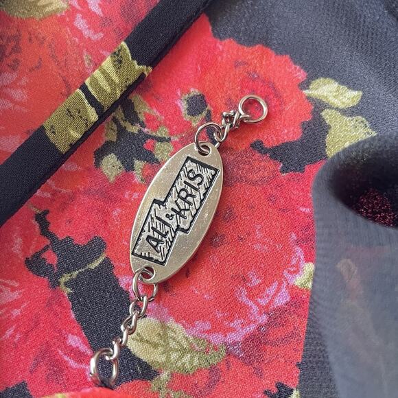 Ali & Kris Sheer Black Floral Top M Whimsygoth Witchy Gothic Romance Dark Fairy - Picture 4 of 6